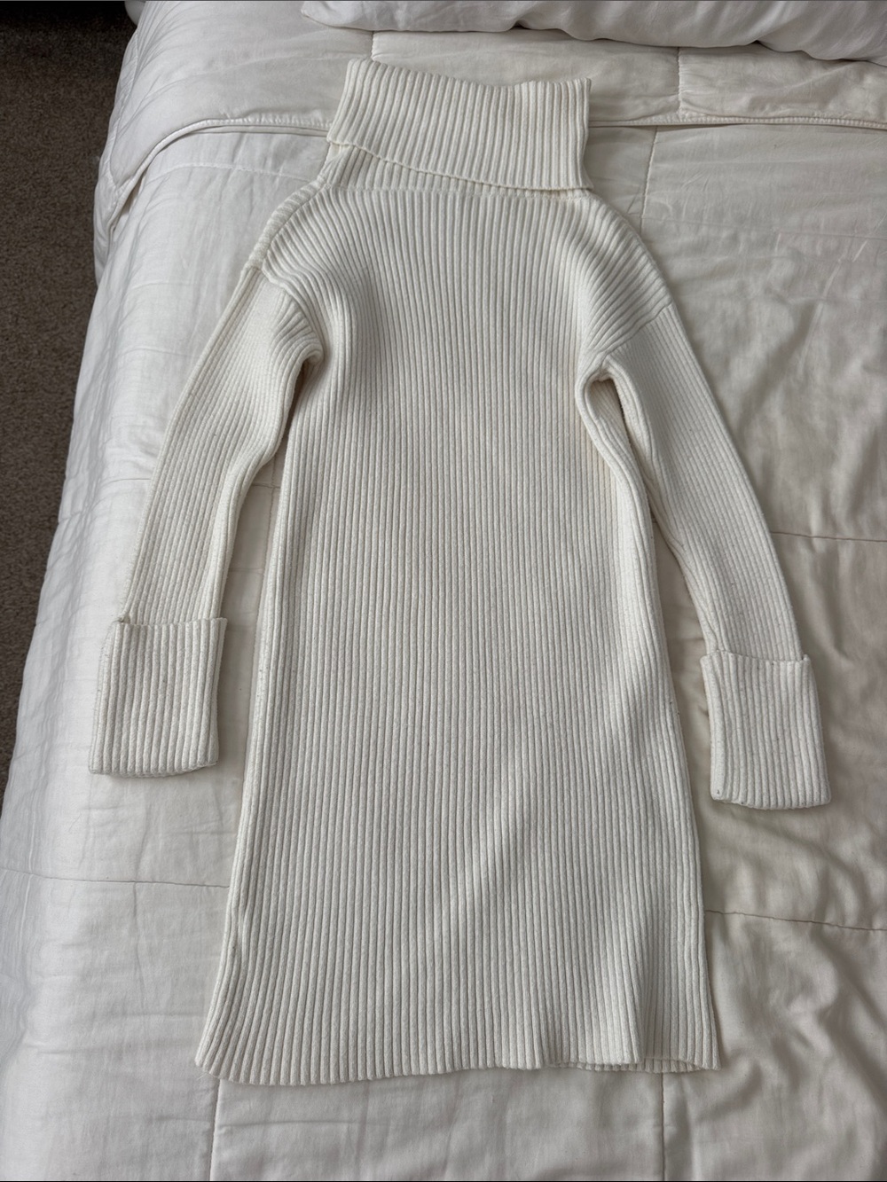 Red Dress Boutique Ribbed Turtleneck Sweater Dress - Cream